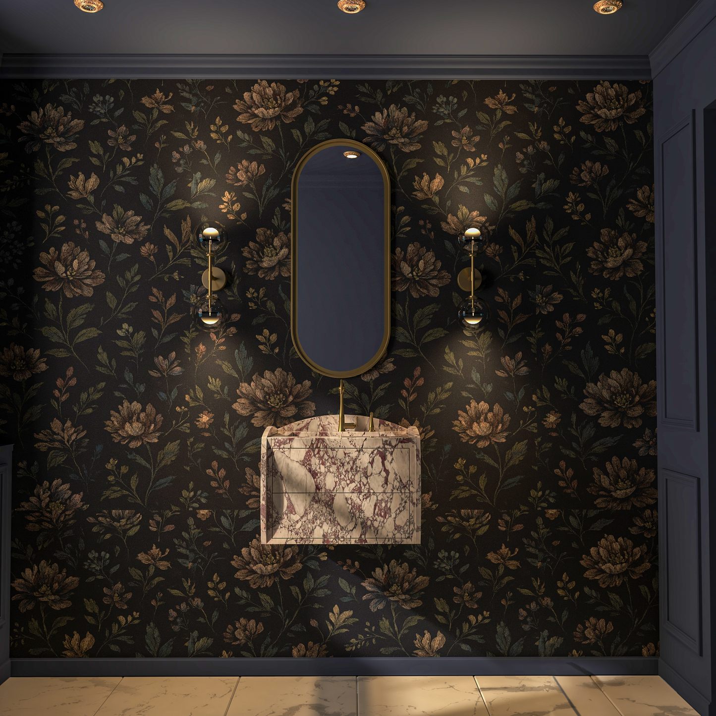 Luxury Floating Marble Sink – Calacatta Viola Wall-Hung Vanity for Modern Bathrooms