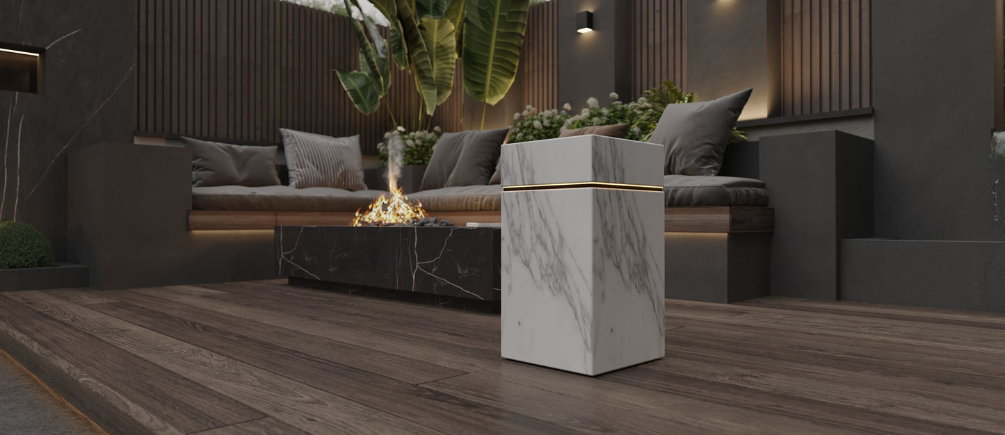 Luxury Marble Side Table with LED Accent