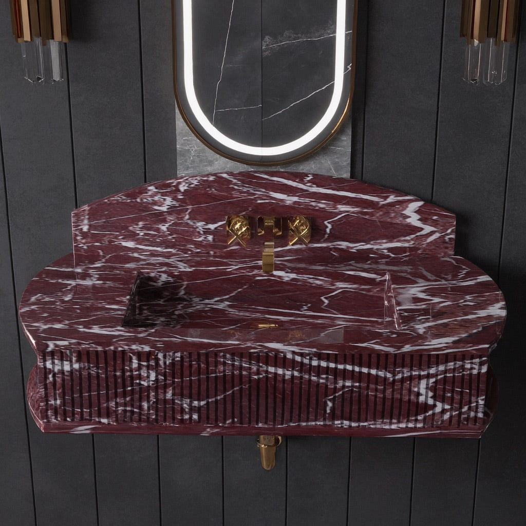 Wall Mount Roso Lavento Marble Vanity Sink