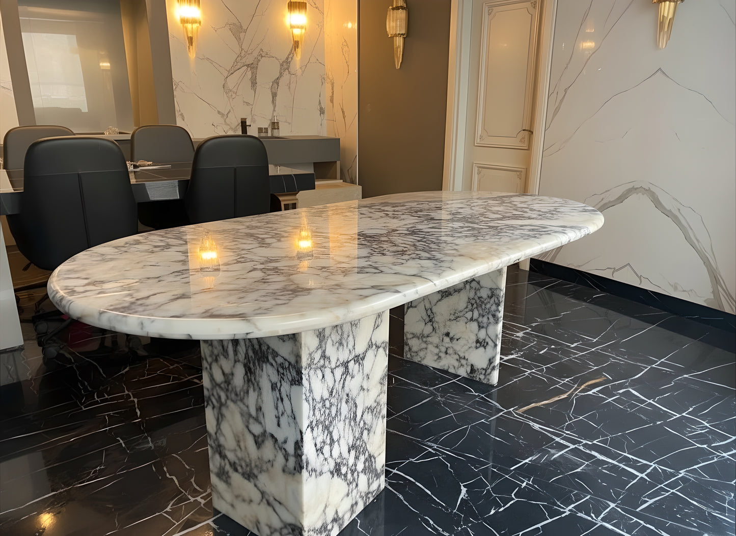 Calacatta Violetta Marble Oval Dining Table | MEG Custom Marble