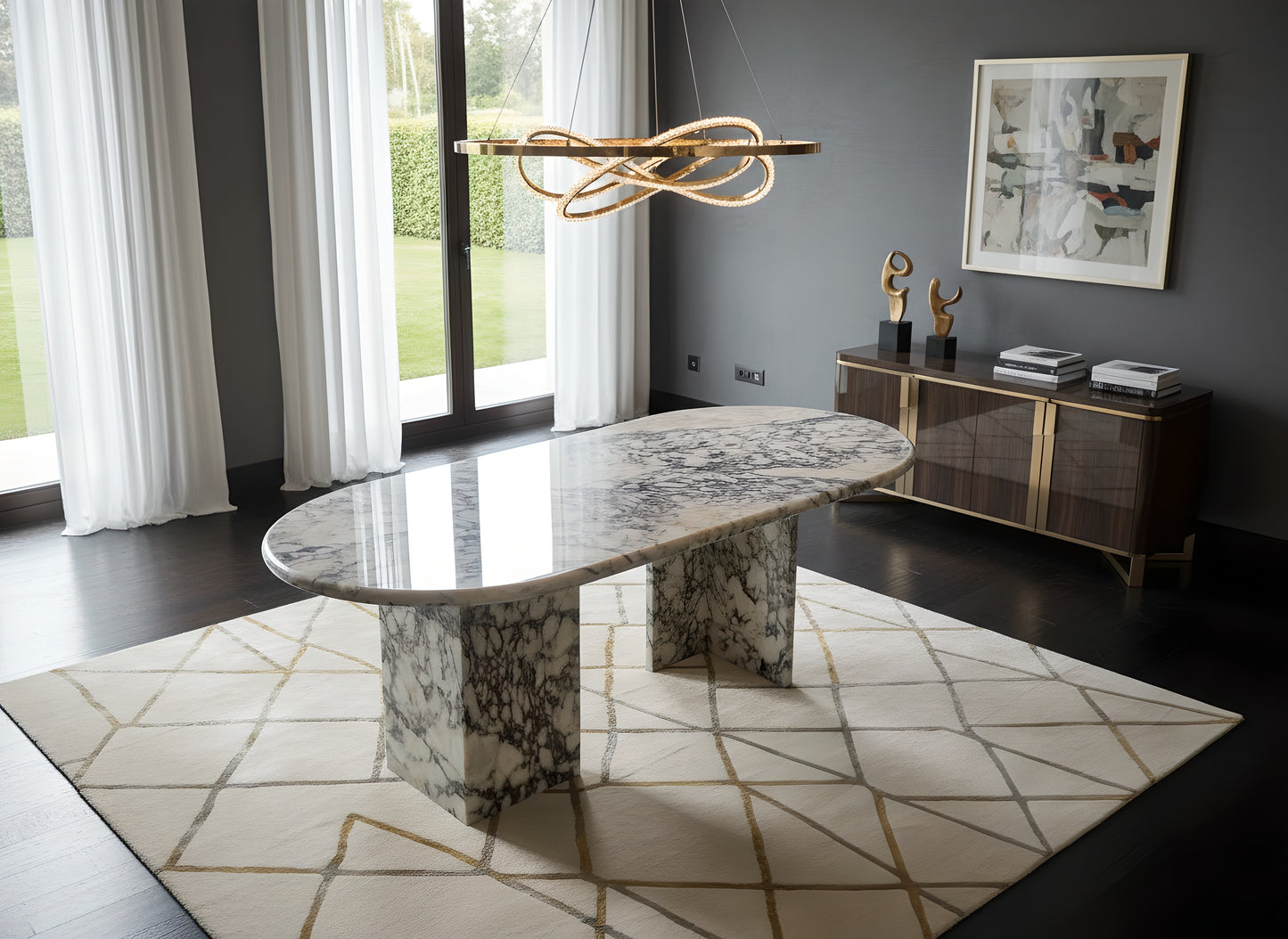 Calacatta Violetta Marble Oval Dining Table | MEG Custom Marble