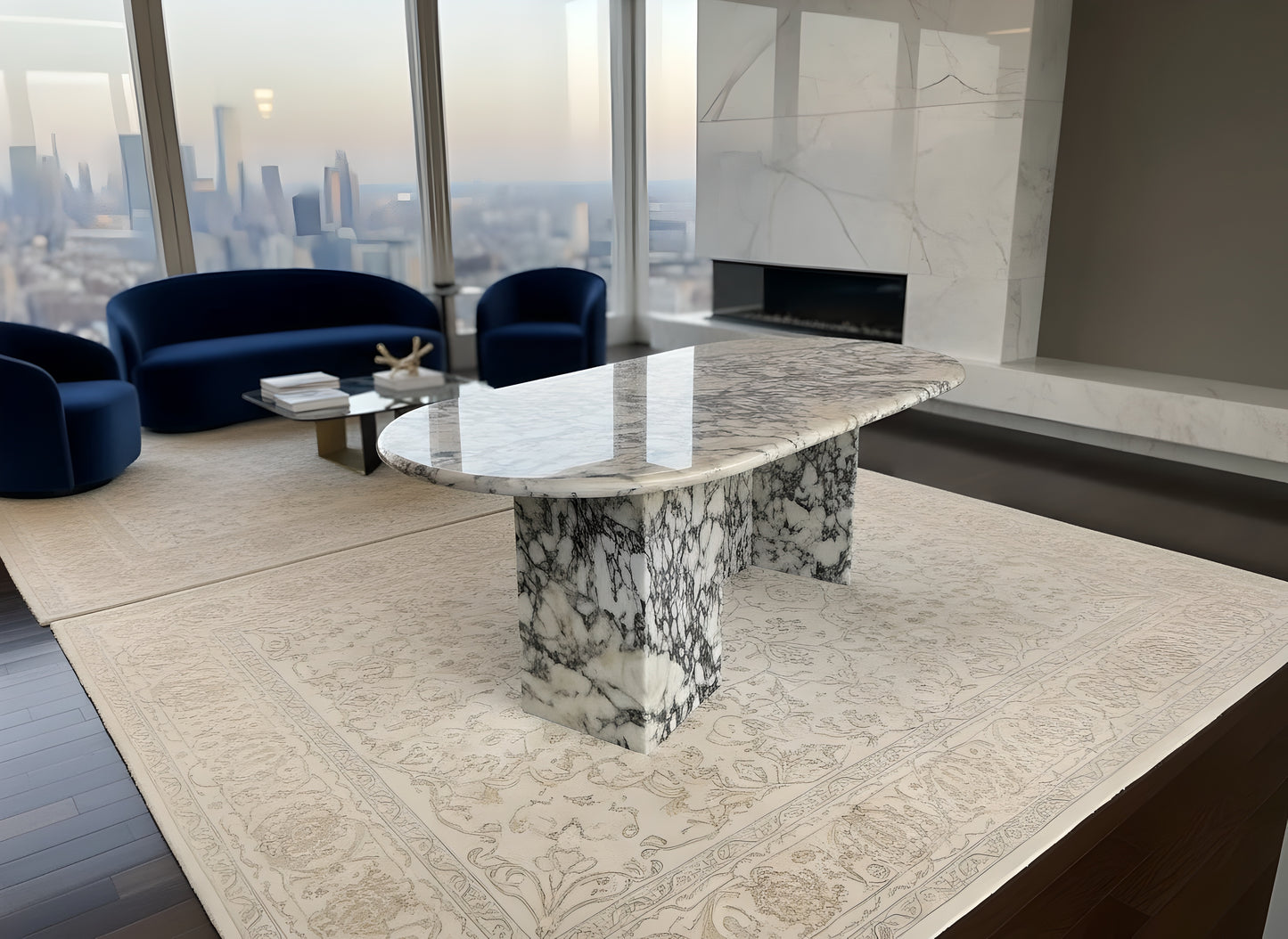 Calacatta Violetta Marble Oval Dining Table | MEG Custom Marble