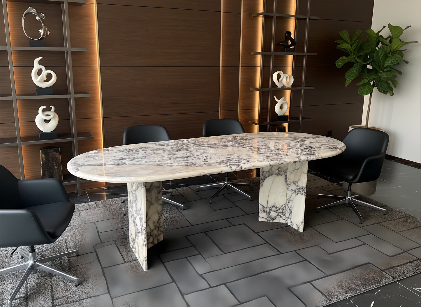 Calacatta Violetta Marble Oval Dining Table | MEG Custom Marble