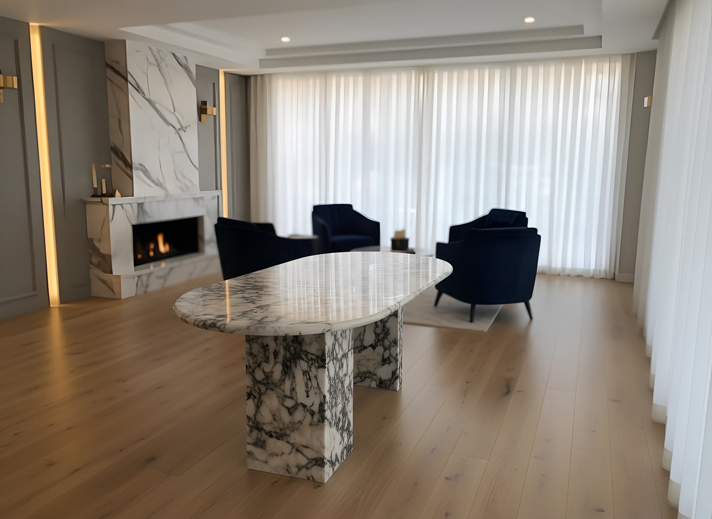 Calacatta Violetta Marble Oval Dining Table | MEG Custom Marble