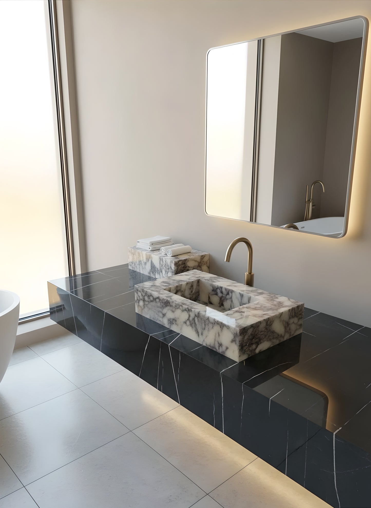 Handcrafted Calacatta Viola Marble Sink – Italian Designer Vessel Basin for Luxury Bathrooms