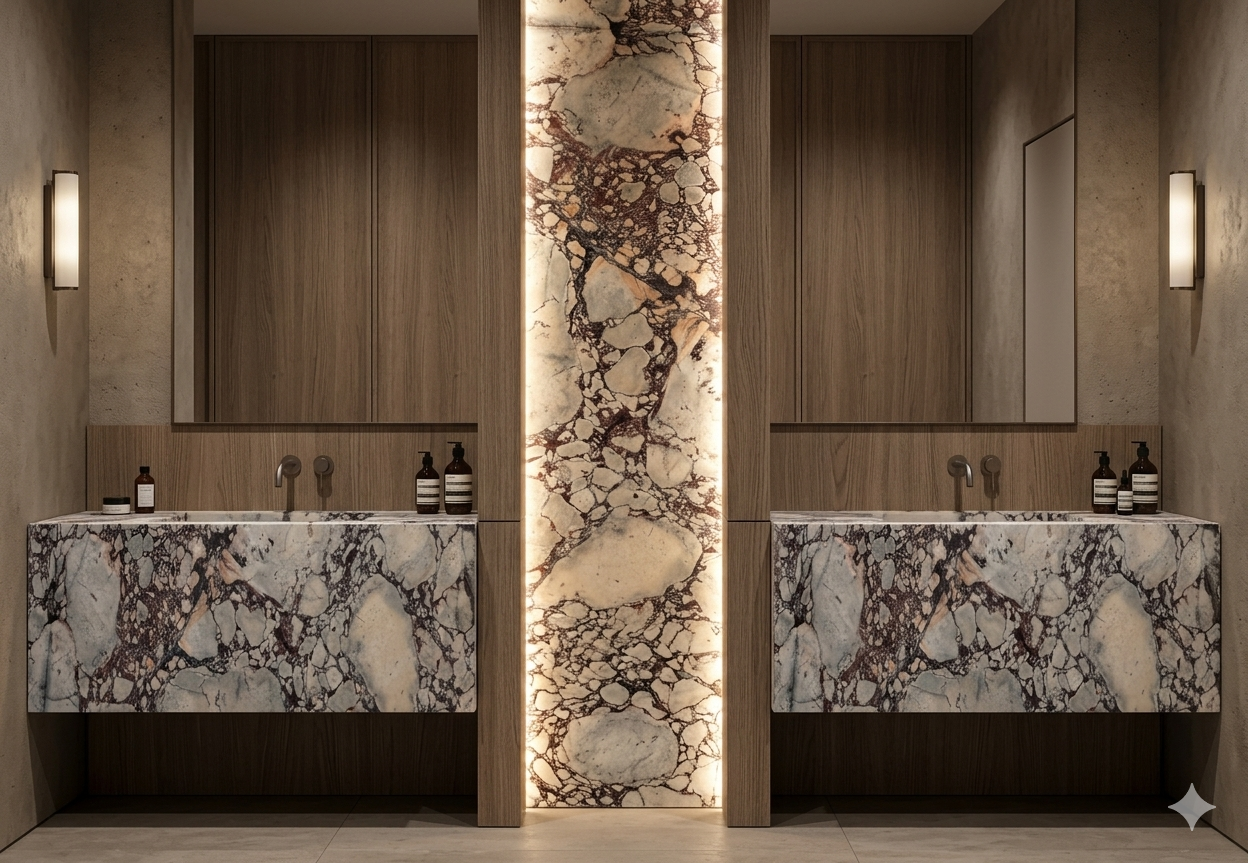 Designer Calacatta Viola Vanities & Bathroom Marble Backlit