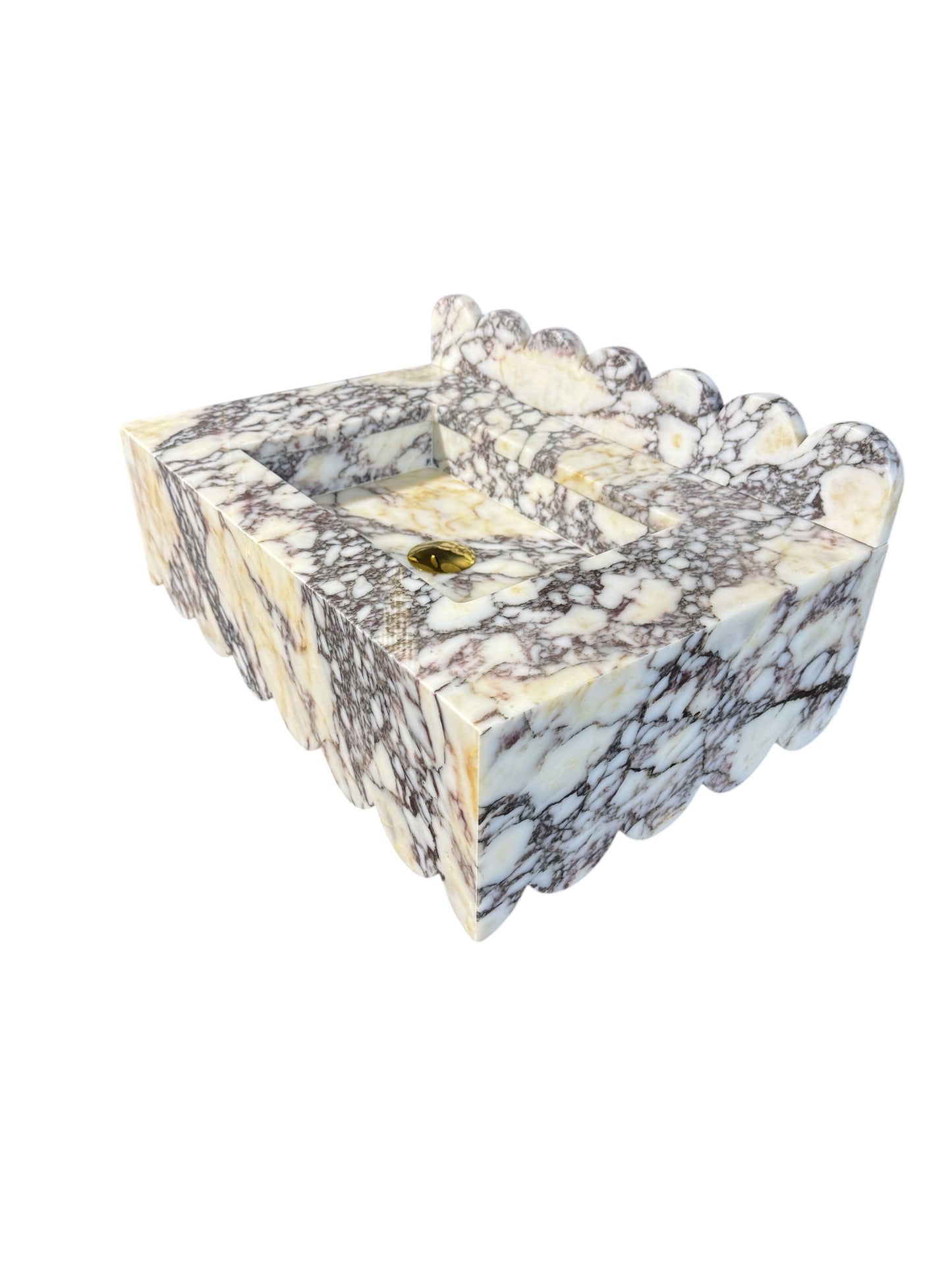 Calacatta Viola Scalloped Edge Floating Sink with Backsplash