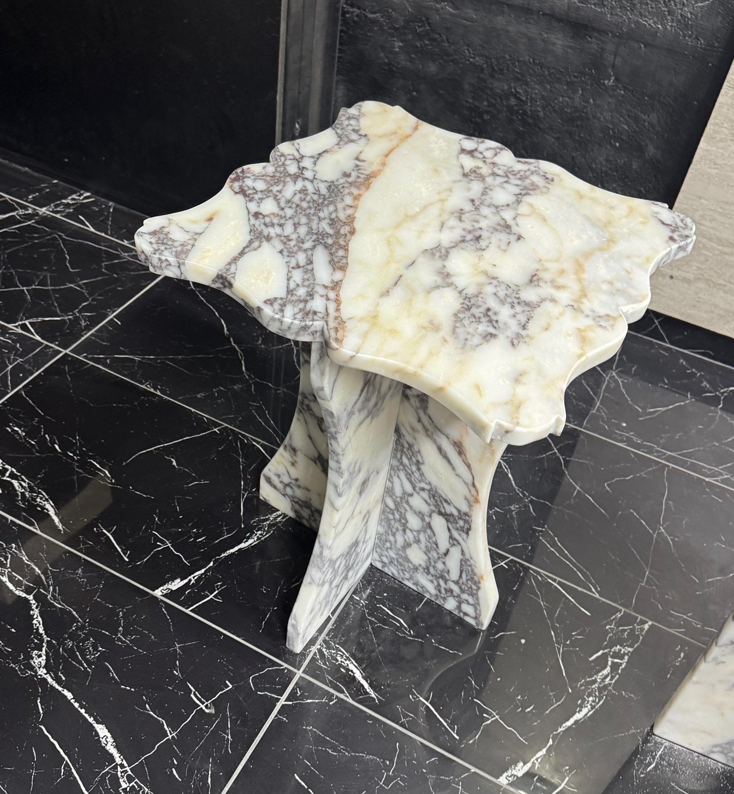 Couch End Table: Calacatta Viola Marble Side Table for Modern Living Room