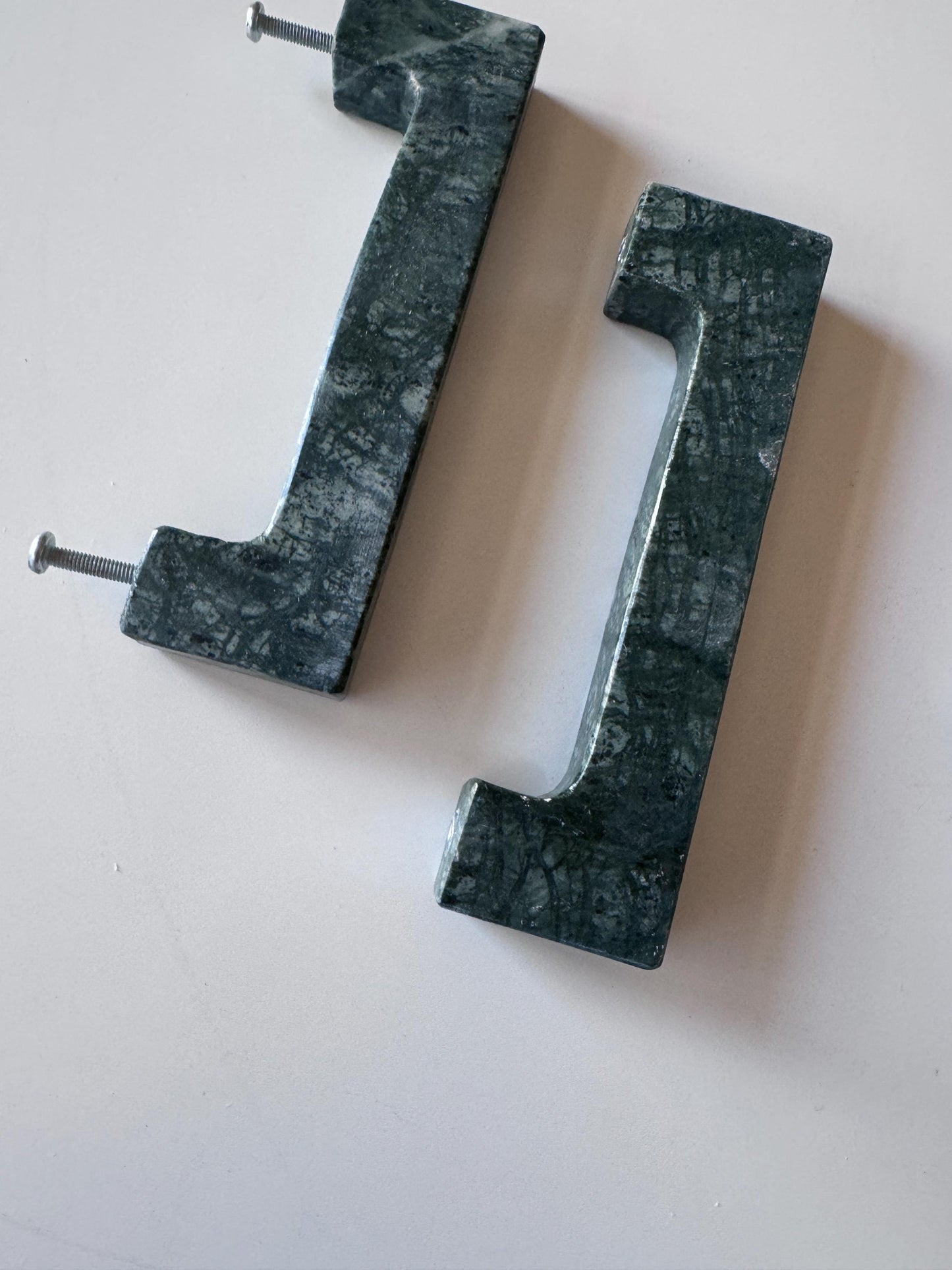 Green Marble U Shape Drawer Handles for Kitchen and Vanity - Stone Cabinet Pulls