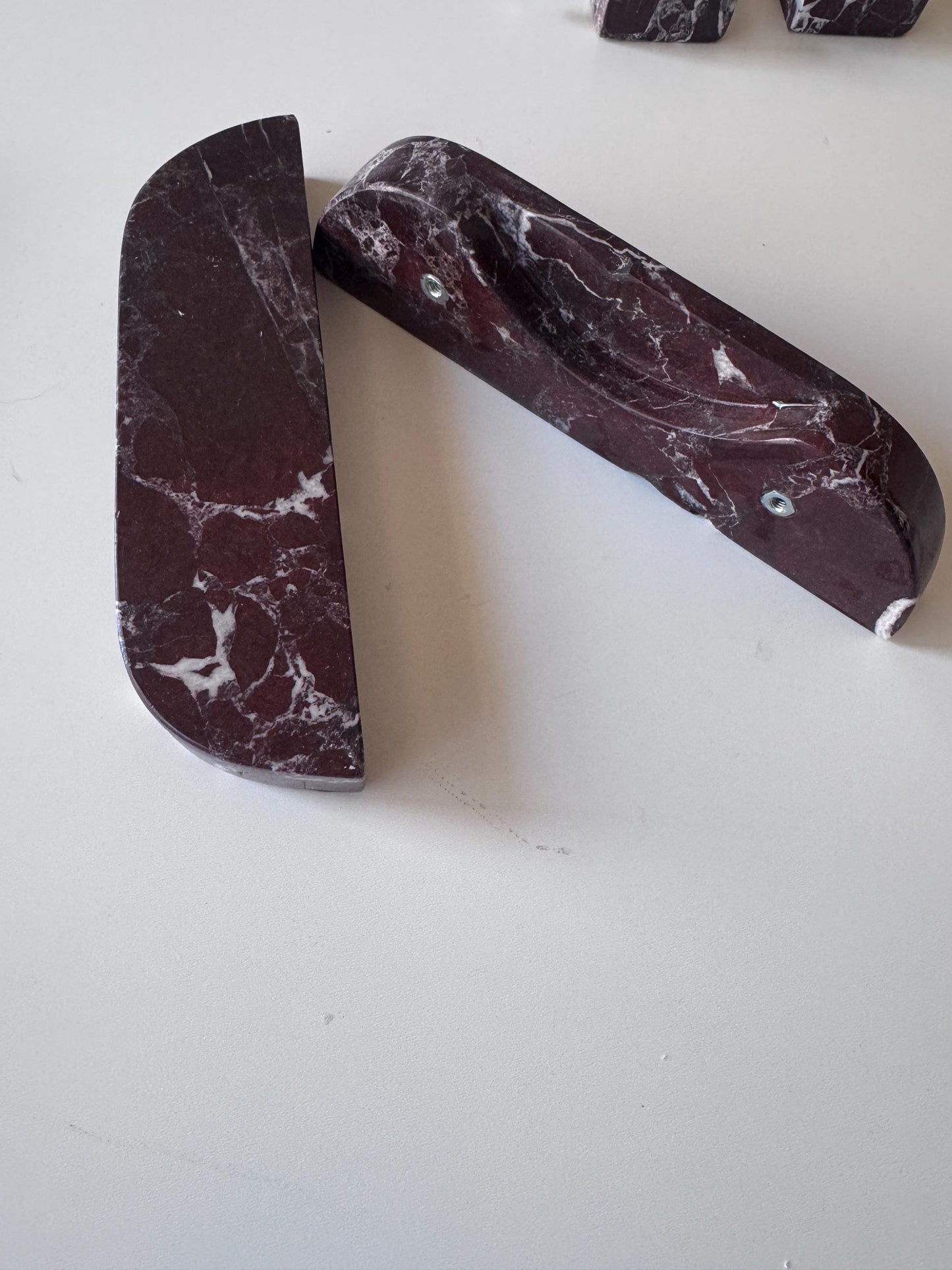 Burgundy Marble Half Moon Cabinet Pulls, Rosso Levanto Drawer Handles