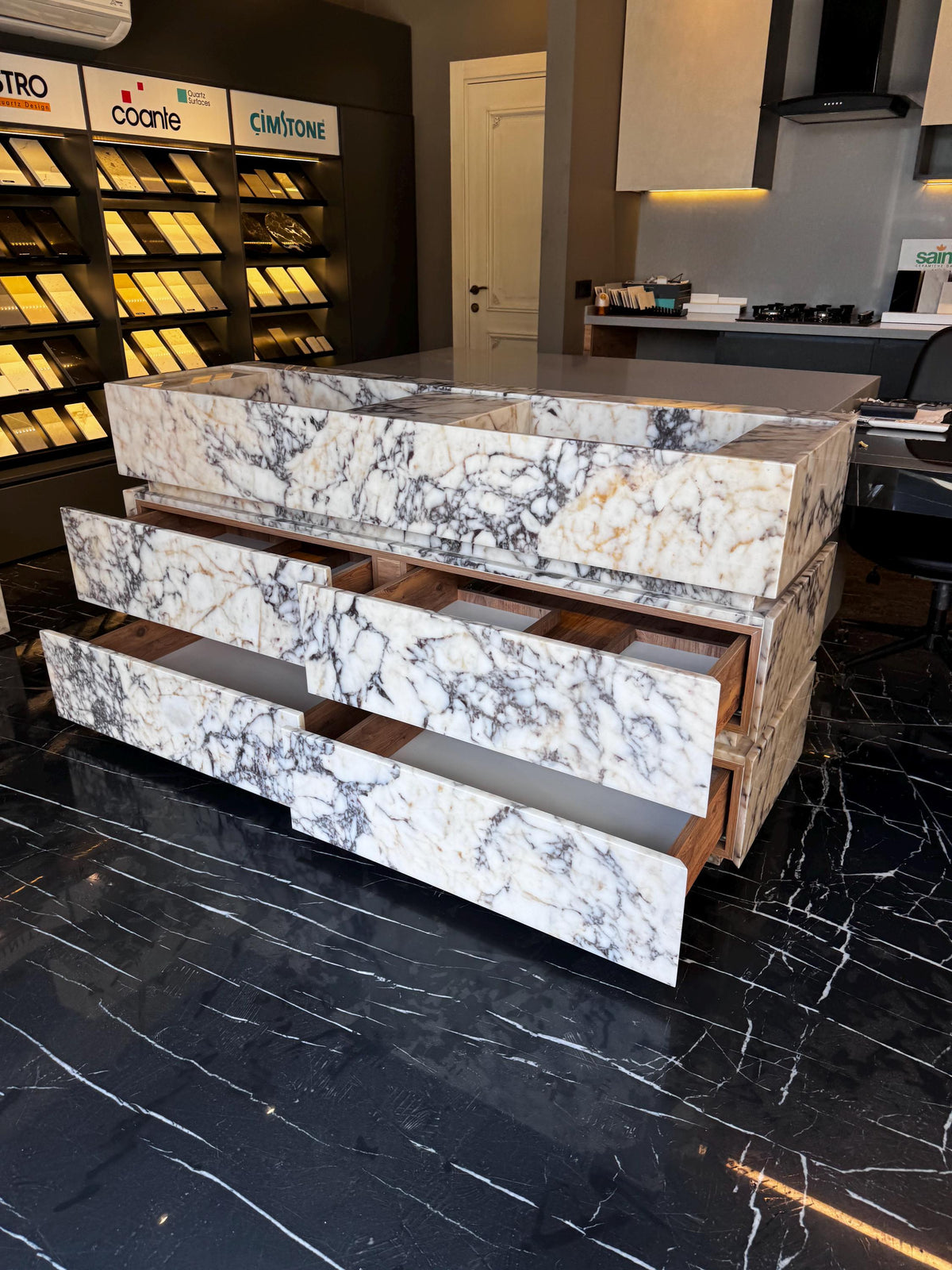Long Marble Vanity with Double Sink | Calacatta Monet Bathroom Vanity