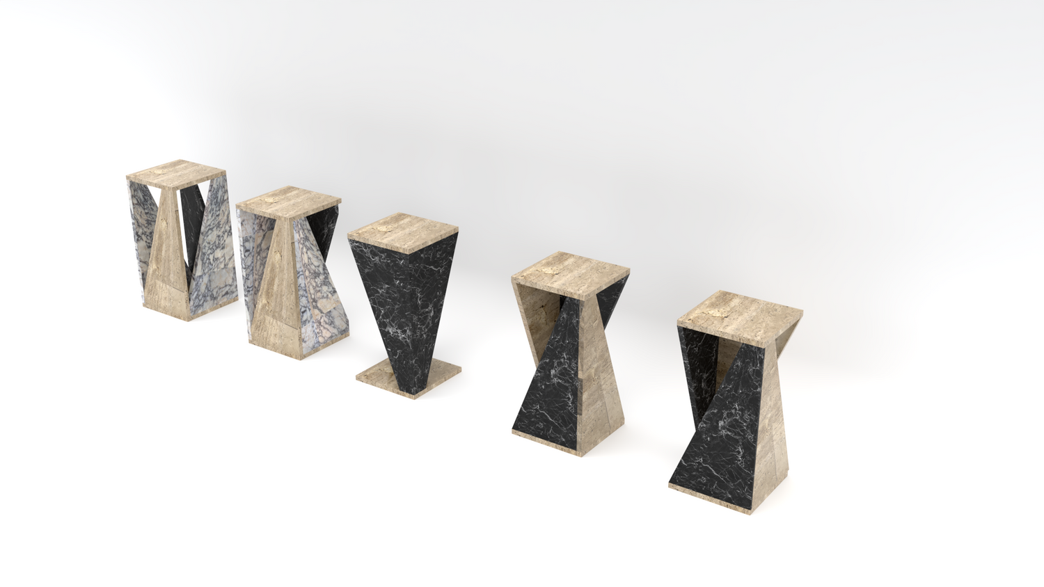 Geometric Marble Side Tables