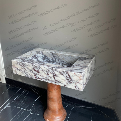 Wall Mounted Marble Sink Calacatta Viola,