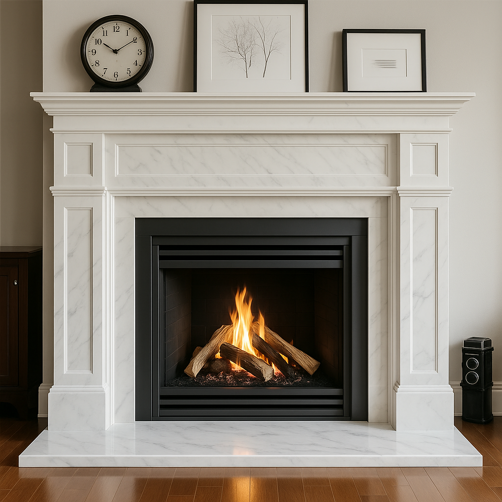 Calacatta White Marble Fireplace Mantel