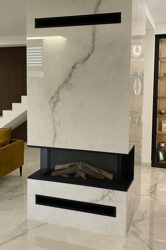 Modern White Marble Fireplace Mantel