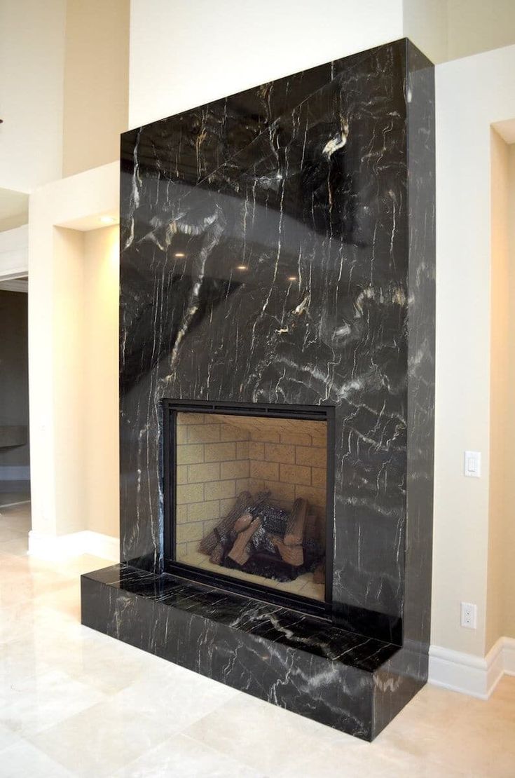Luxury Black Marble Fireplace Mantel