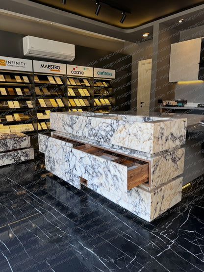Pedestal Calacatta Classic Marble Vanity Unit