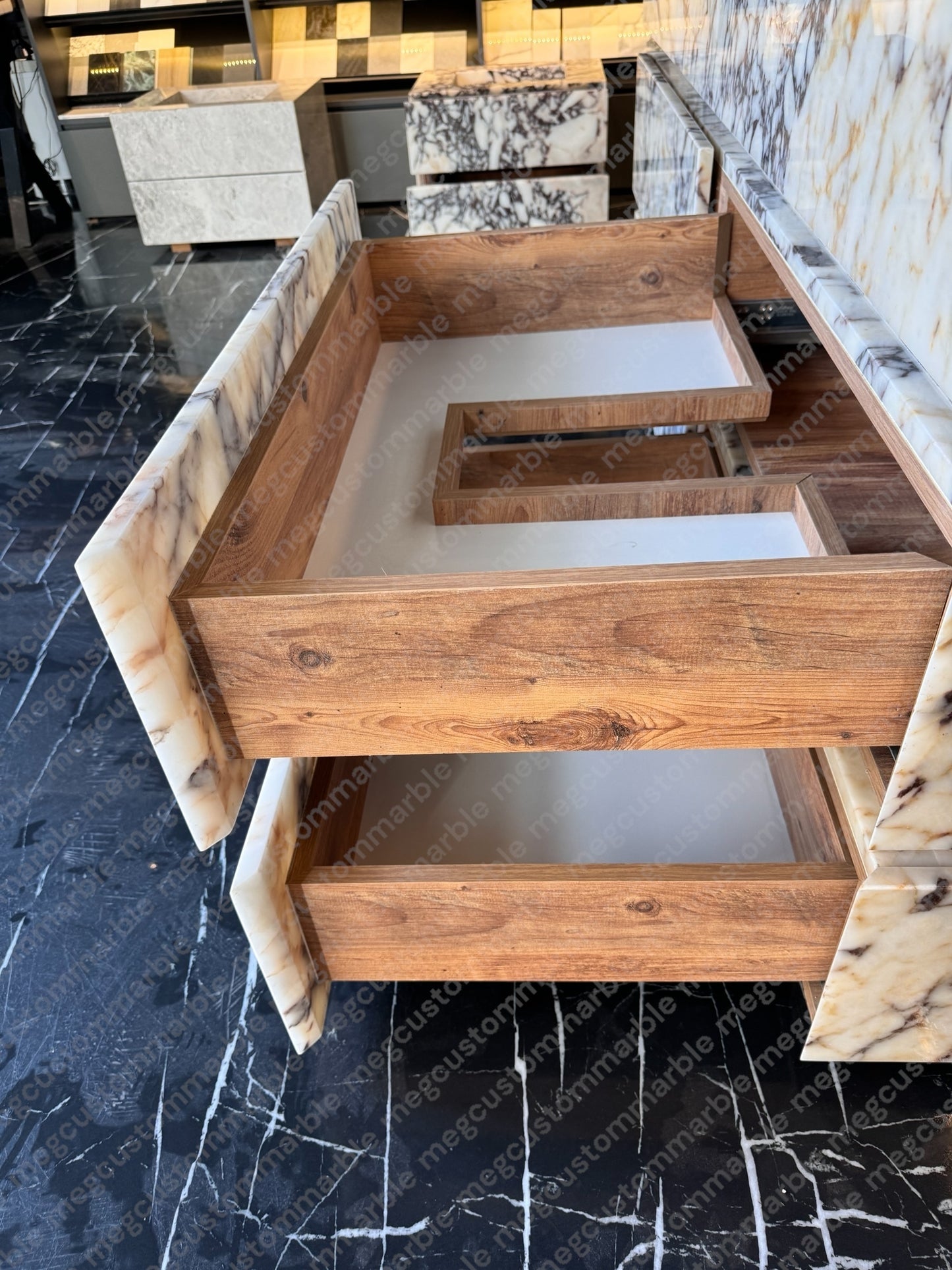 Pedestal Calacatta Classic Marble Vanity Unit