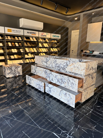 Pedestal Calacatta Classic Marble Vanity Unit