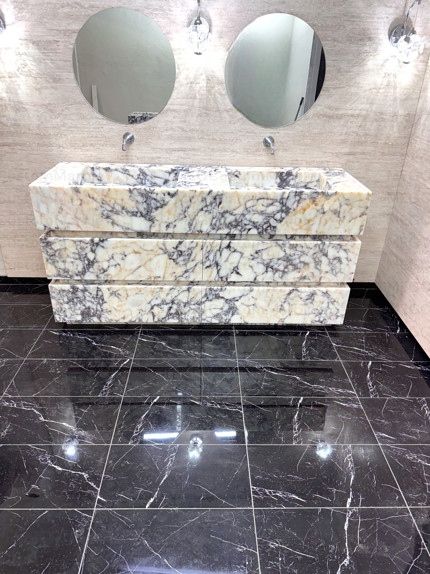 Calacatta Antique Marble Bathroom Double Sink Vanity