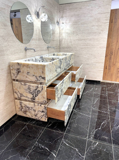 Calacatta Antique Marble Bathroom Double Sink Vanity