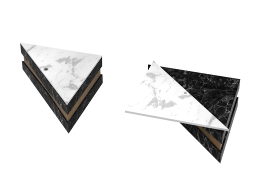 Modern Triangle Porcelain Coffee Table – Geometric Design in Black & White