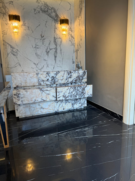 Calacatta Antique Marble Bathroom Double Sink Vanity