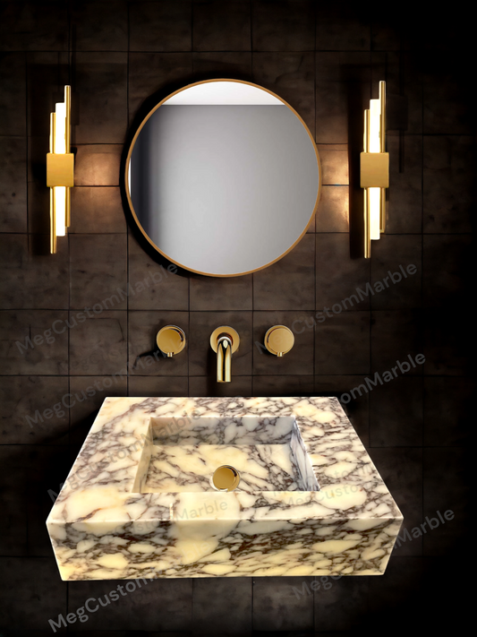 Pedestal Marble Sink Calacatta Marble