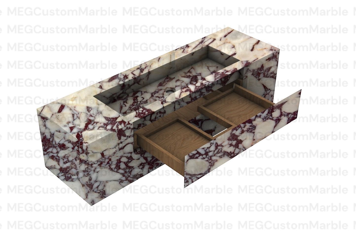 Wall Mounted Viola Marble Vanity Cabinet