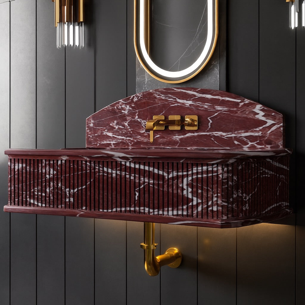 Wall Mount Roso Lavento Marble Vanity Sink