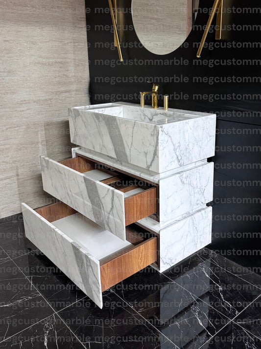 Premium Statuary Marble Sink Vanity Unit