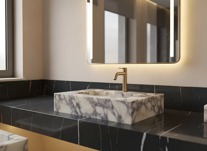 Handcrafted Calacatta Viola Marble Sink – Italian Designer Vessel Basin for Luxury Bathrooms