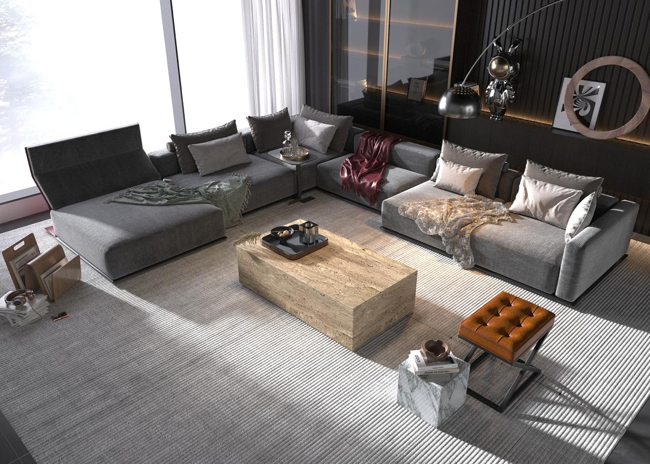 Luxury Travertine Coffee Table – Natural Stone Centerpiece for Modern Living Room