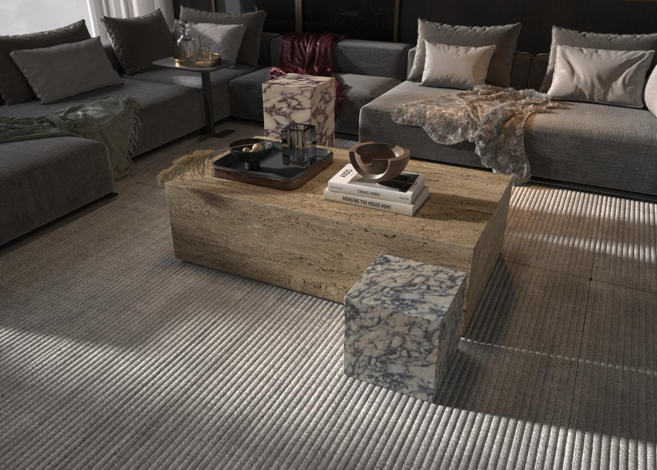 Luxury Travertine Coffee Table – Natural Stone Centerpiece for Modern Living Room