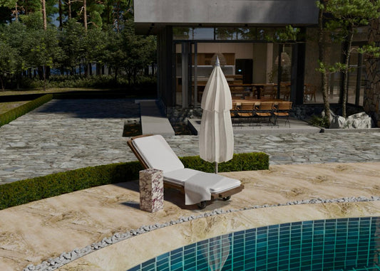 Calacatta Viola Marble Outdoor Side Table – Luxury Garden Pedestal