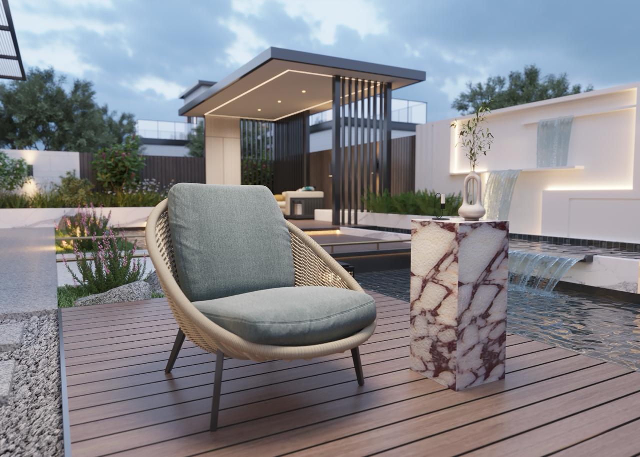 Calacatta Viola Marble Outdoor Side Table – Luxury Garden Pedestal