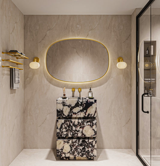 Calacatta Viola Marble Bathroom Vanity with Marble Drawers
