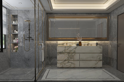 Custom Calacatta Marble Double Basin Vanity | Modern Bathroom Furniture