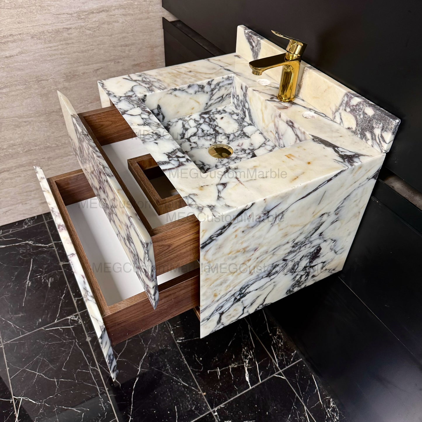 Wall Mount Viola Marble Vanity Cabinet