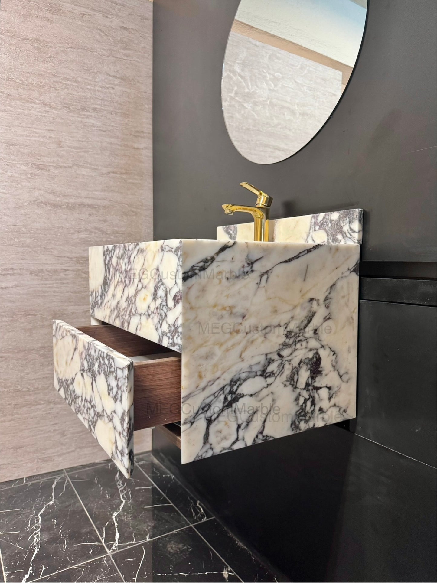 Wall Mount Viola Marble Vanity Cabinet