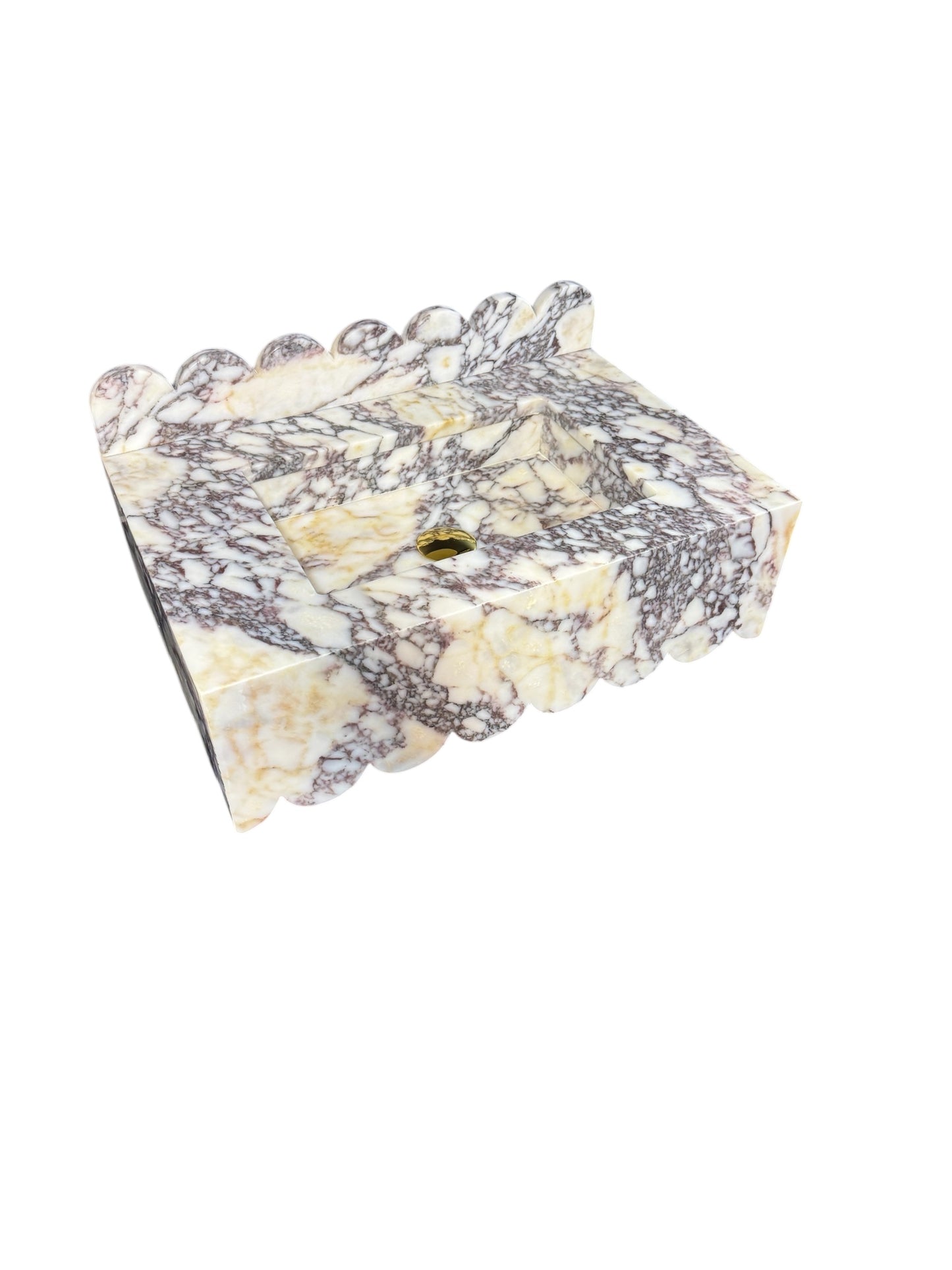 Calacatta Viola Scalloped Edge Floating Sink with Backsplash