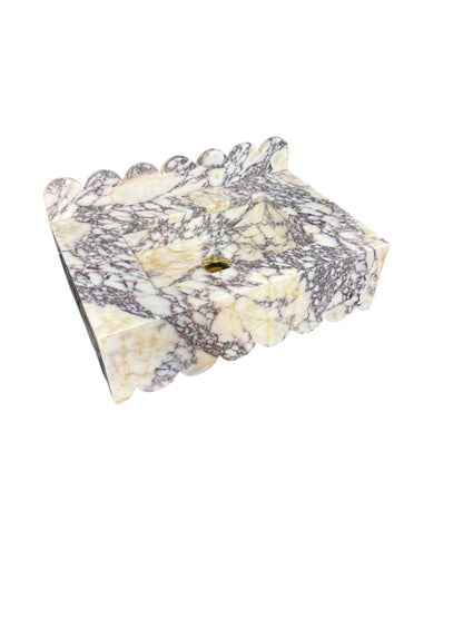 Calacatta Viola Scalloped Edge Floating Sink with Backsplash