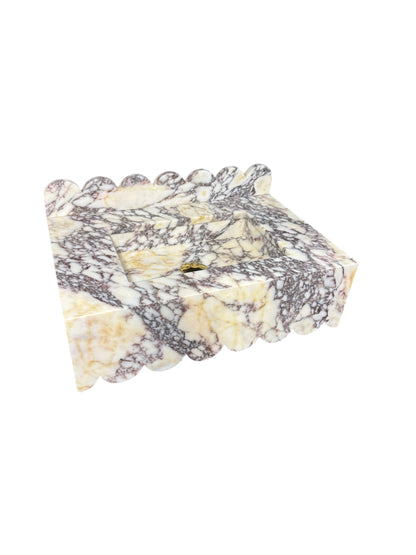 Calacatta Viola Scalloped Edge Floating Sink with Backsplash