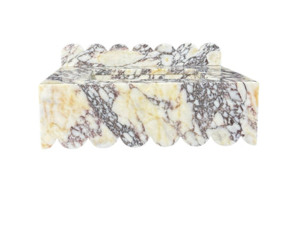 Calacatta Viola Scalloped Edge Floating Sink with Backsplash