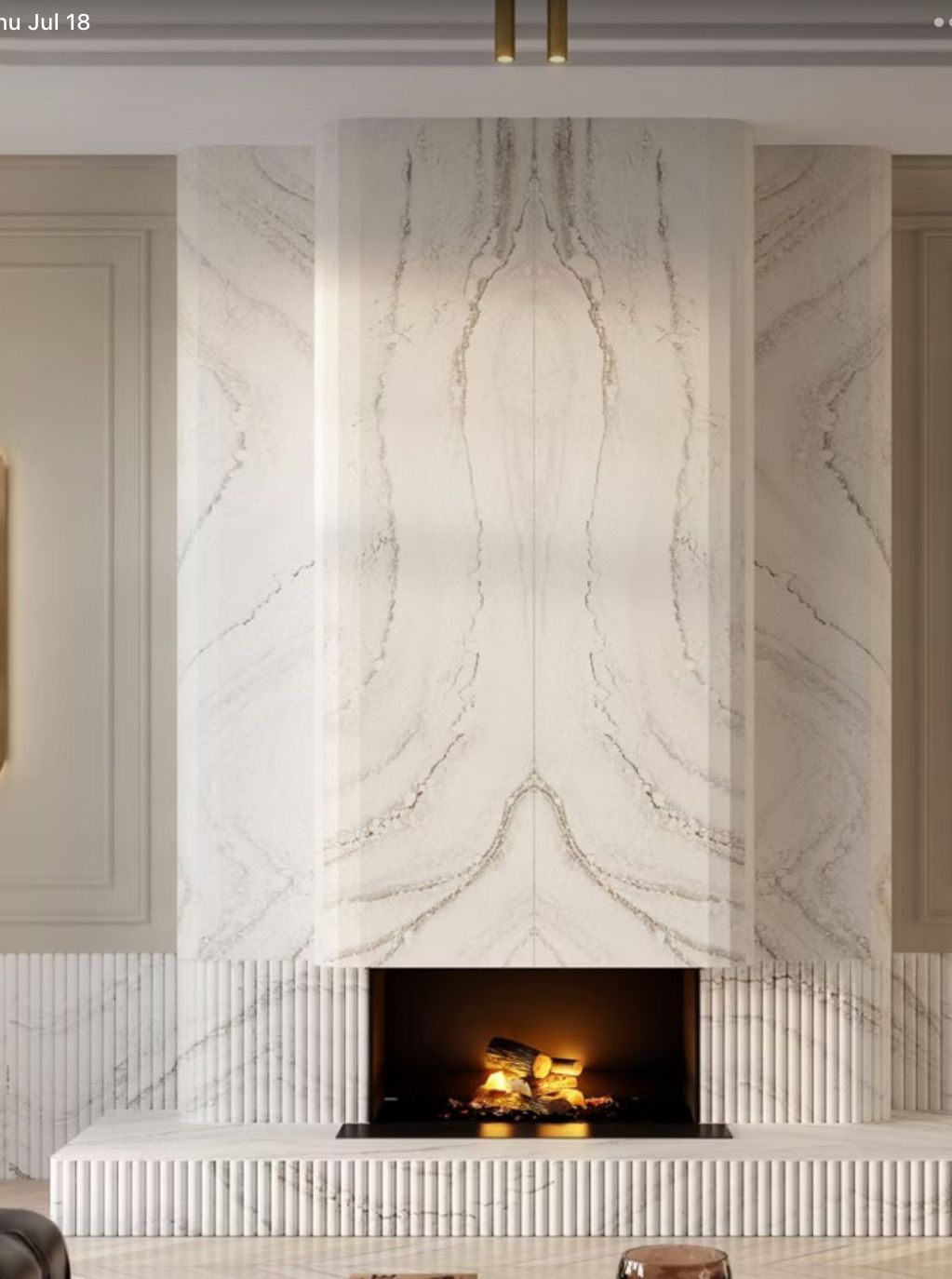 Luxury Cream Marble Fireplace Mantel