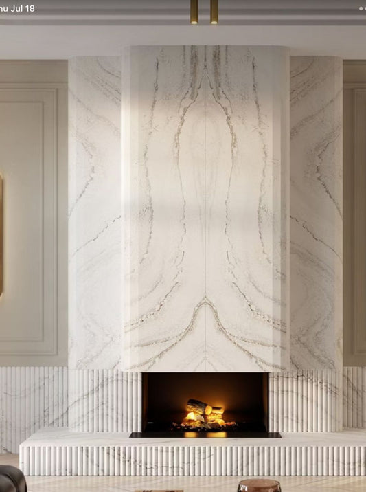 Luxury Cream Marble Fireplace Mantel