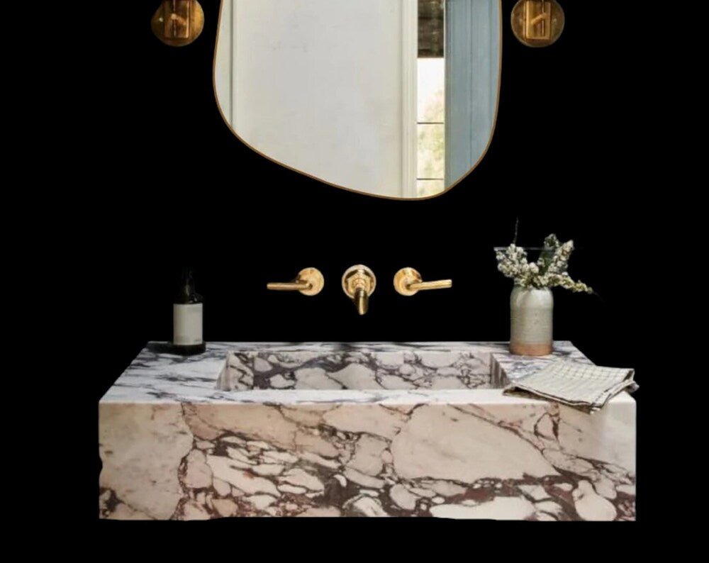 Wall Mount Calacatta Viola Marble Sink Basin