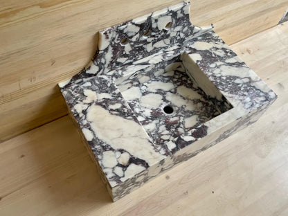 Calacatta Viola wall-mounted floating marble sink – view 3