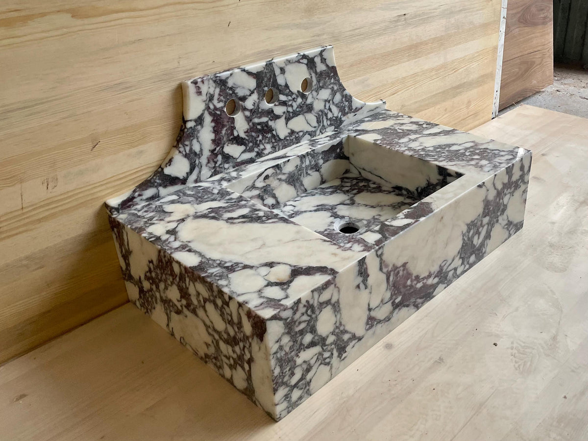 Calacatta Viola wall-mounted floating marble sink – view 5