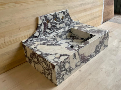 Calacatta Viola wall-mounted floating marble sink – view 5